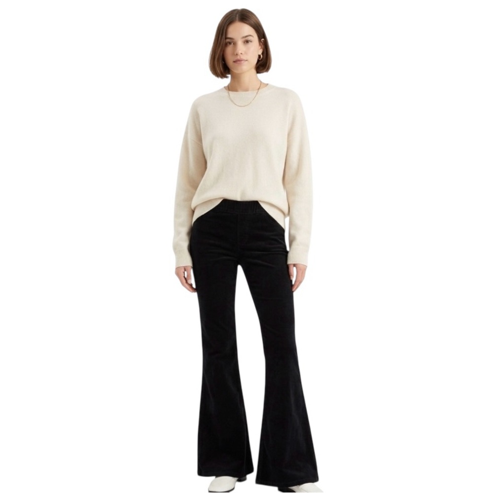 We The Free Penny Pull-On Flare Pants Sz 31 Black Soft Corduroy Boho Retro